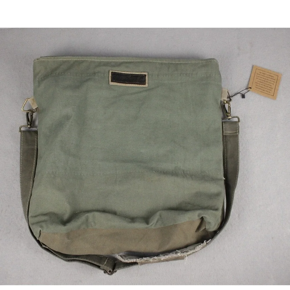 NWT Vintage Addiction Upcycled Military Canvas Messenger Bag US Veteran Olive